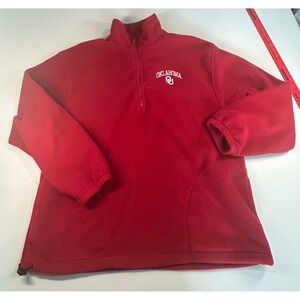 AS Sports Oklahoma Sooners Mens Large 1/4 Zip Fleece Pullover Crimson Red OU